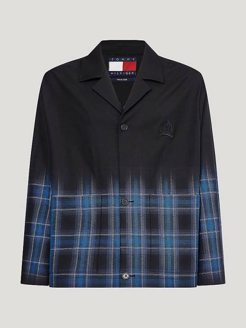 Tommy Hilfiger Crest Fade-Out Print Tailored Blazer Erkek Siyah | TH581DMX