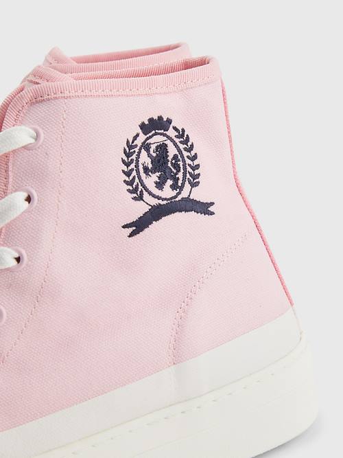 Tommy Hilfiger Crest Kanvas High Top Spor Ayakkabı Kadın Pembe | TH421AIH