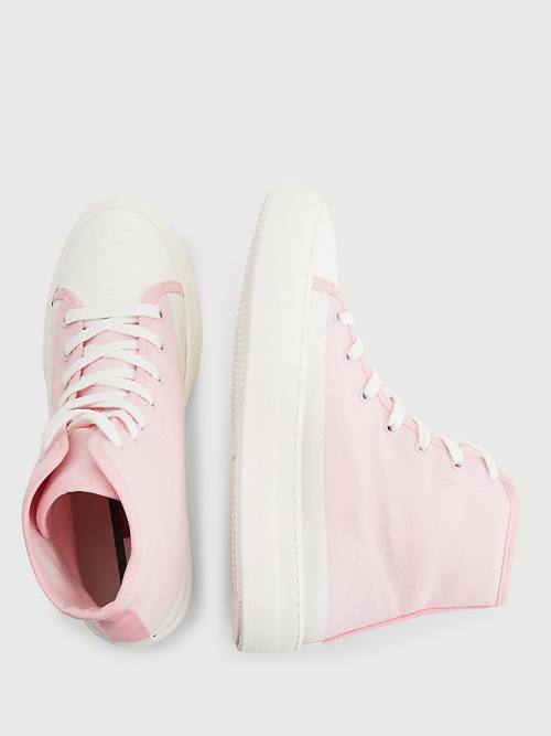 Tommy Hilfiger Crest Kanvas High Top Spor Ayakkabı Kadın Pembe | TH421AIH