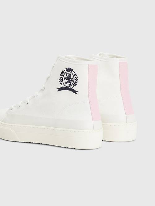 Tommy Hilfiger Crest Kanvas High Top Spor Ayakkabı Kadın Beyaz | TH780OJR