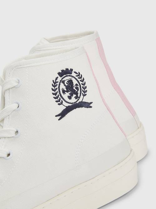 Tommy Hilfiger Crest Kanvas High Top Spor Ayakkabı Kadın Beyaz | TH780OJR