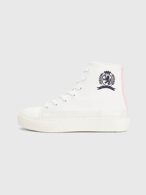 Tommy Hilfiger Crest Kanvas High Top Spor Ayakkabı Kadın Beyaz | TH780OJR