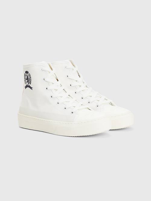 Tommy Hilfiger Crest Kanvas High Top Spor Ayakkabı Kadın Beyaz | TH780OJR