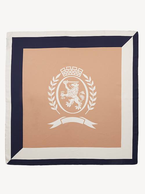 Tommy Hilfiger Crest Silk Square Fular Erkek Bej Rengi | TH091LZA