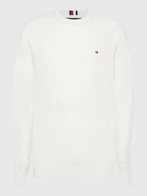 Tommy Hilfiger Crew Neck Jumper Kazak Erkek Beyaz | TH182NJC