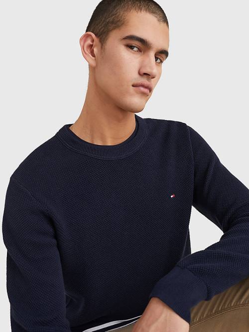 Tommy Hilfiger Crew Neck Jumper Kazak Erkek Mavi | TH194KXP