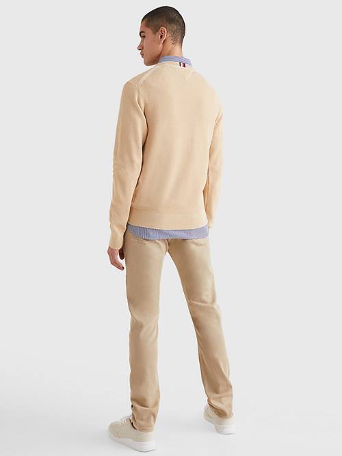 Tommy Hilfiger Crew Neck Jumper Kazak Erkek Bej Rengi | TH572URO