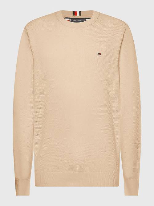 Tommy Hilfiger Crew Neck Jumper Kazak Erkek Bej Rengi | TH572URO