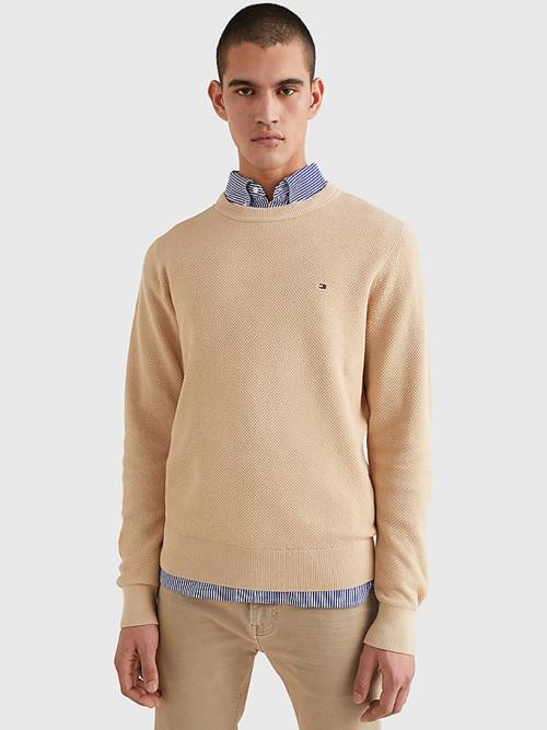 Tommy Hilfiger Crew Neck Jumper Kazak Erkek Bej Rengi | TH572URO