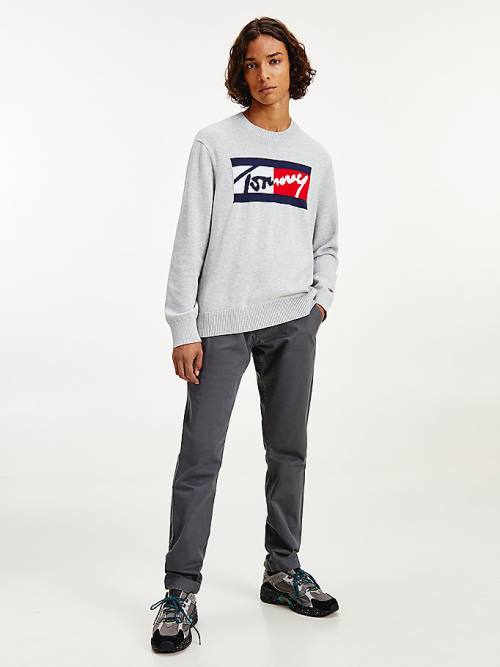 Tommy Hilfiger Crew Neck Relaxed Fit Jumper Kazak Erkek Gri | TH923APJ