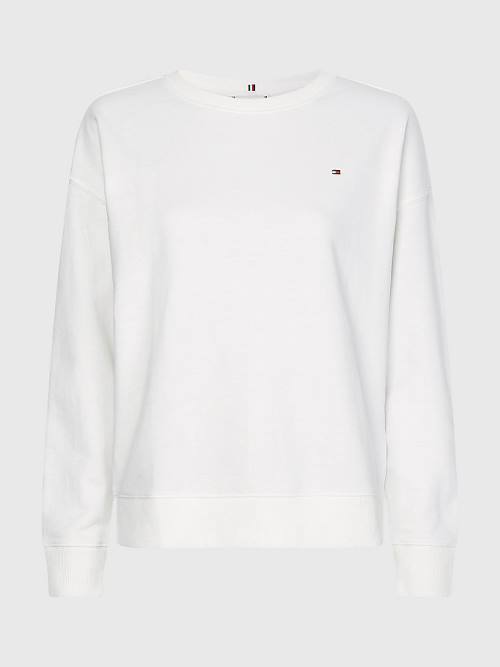 Tommy Hilfiger Crew Neck Relaxed Fit Sweatshirt Kadın Beyaz | TH754ZWR