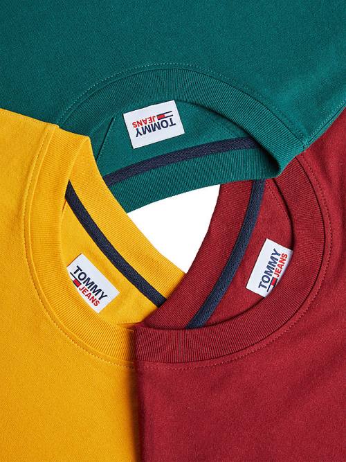 Tommy Hilfiger Crew Neck Tişört Erkek Sarı | TH921YUS