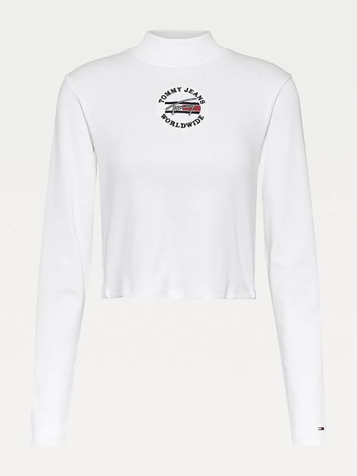 Tommy Hilfiger Cropped Fit Long Sleeve Tişört Kadın Beyaz | TH178FWR