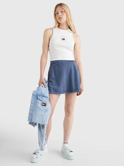 Tommy Hilfiger Cropped Logo Tank Top Tişört Kadın Beyaz | TH276ADQ