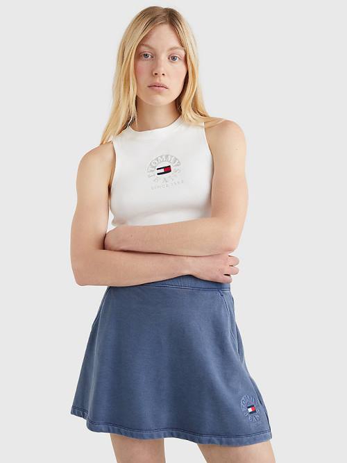 Tommy Hilfiger Cropped Logo Tank Top Tişört Kadın Beyaz | TH276ADQ