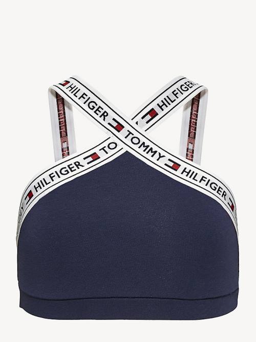 Tommy Hilfiger Crossover Stretch Pamuklu Bralette İç Giyim Kadın Mavi | TH136BHN