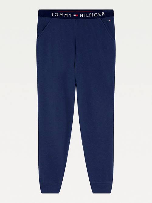 Tommy Hilfiger Cuffed Pamuklu Joggers Pijama Kadın Mavi | TH950WMO