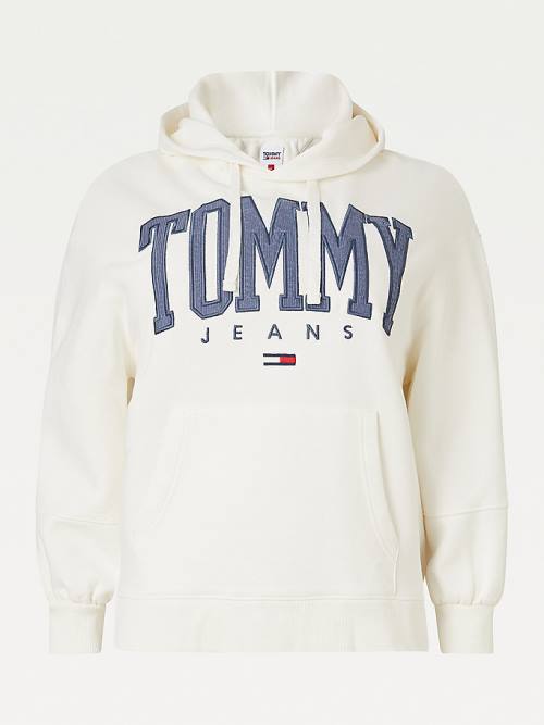 Tommy Hilfiger Curve College Relaxed Fit Kapüşonlu Sweatshirt Kadın Beyaz | TH827NHG