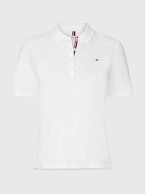 Tommy Hilfiger Curve Essential Placket Detail Polo Yaka Tişört Kadın Beyaz | TH063RHF