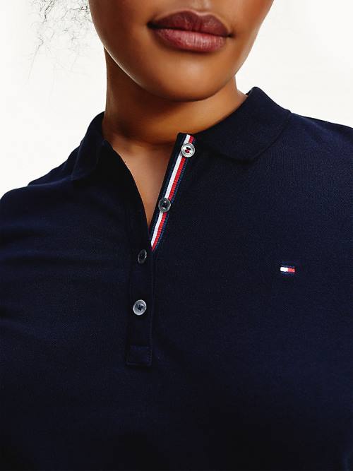 Tommy Hilfiger Curve Essential Placket Detail Polo Yaka Tişört Kadın Mavi | TH217PQK