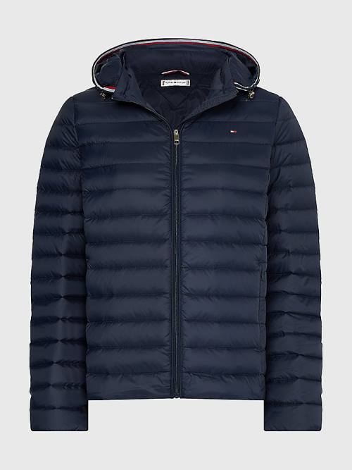 Tommy Hilfiger Curve Essential Removable Hood Down Ceket Kadın Mavi | TH439EQY