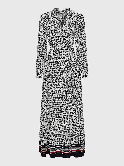 Tommy Hilfiger Curve Houndstooth Relaxed Fit Midi Elbise Kadın Mavi | TH832MFI