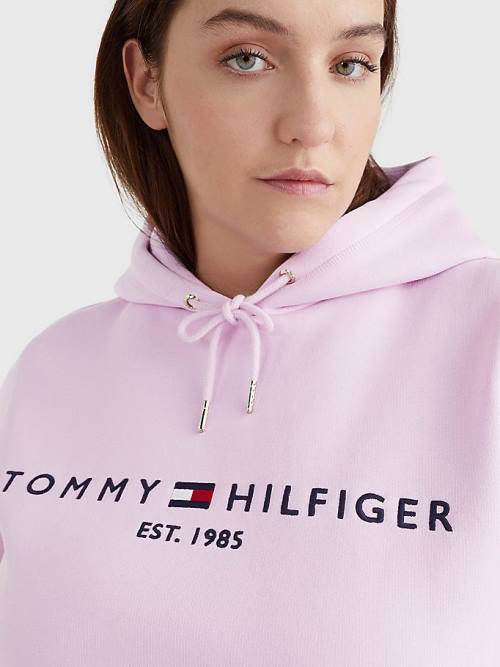 Tommy Hilfiger Curve Logo Drawstring Kapüşonlu Sweatshirt Kadın Mor | TH407GAT