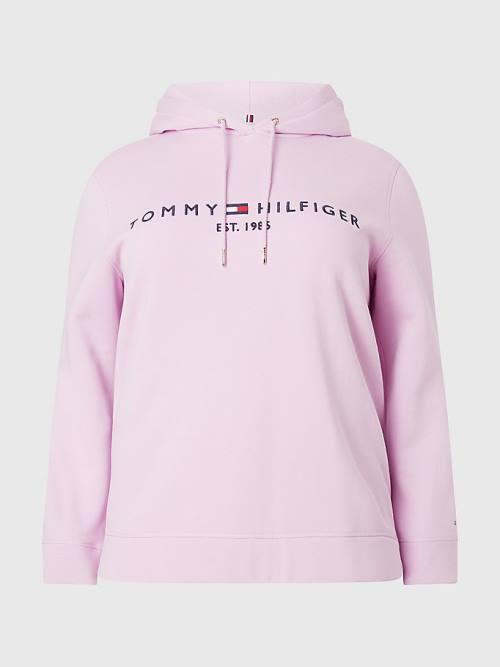 Tommy Hilfiger Curve Logo Drawstring Kapüşonlu Sweatshirt Kadın Mor | TH407GAT