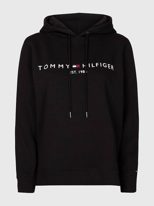 Tommy Hilfiger Curve Logo Drawstring Kapüşonlu Sweatshirt Kadın Siyah | TH496YAI