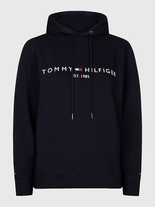 Tommy Hilfiger Curve Logo Drawstring Kapüşonlu Sweatshirt Kadın Mavi | TH840SXO