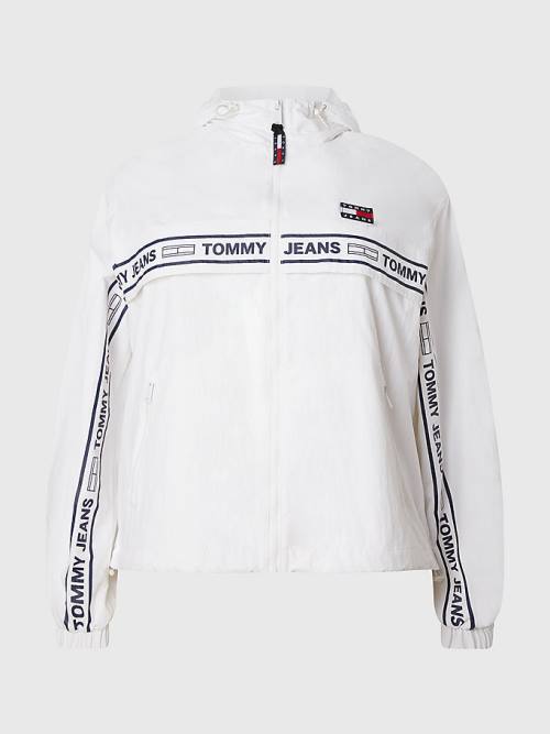 Tommy Hilfiger Curve Logo Tape Chicago Windbreaker Ceket Kadın Beyaz | TH016GDT