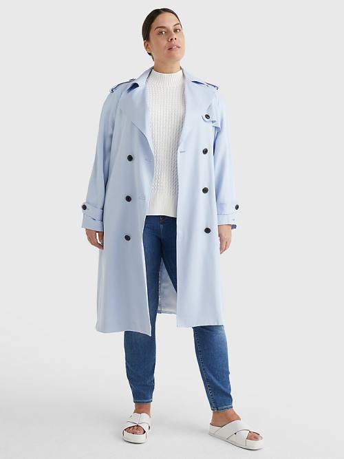 Tommy Hilfiger Curve Lyocell Trench Kaban Kadın Mavi | TH423GDJ