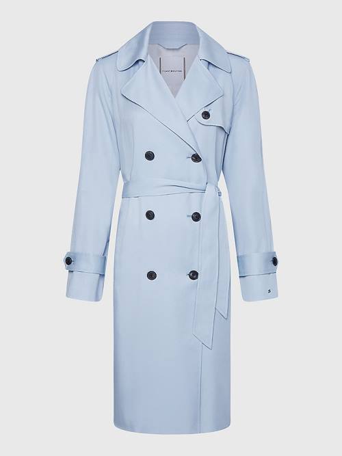 Tommy Hilfiger Curve Lyocell Trench Kaban Kadın Mavi | TH423GDJ