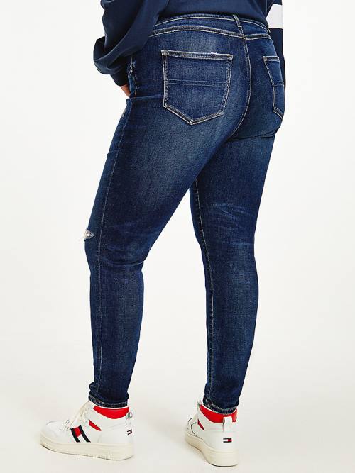 Tommy Hilfiger Curve Melany Ultra High Rise Super Skinny Distressed Jean Pantolon Kadın Denim | TH563AOH