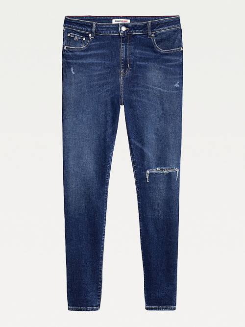 Tommy Hilfiger Curve Melany Ultra High Rise Super Skinny Distressed Jean Pantolon Kadın Denim | TH563AOH