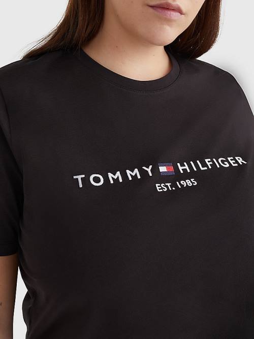 Tommy Hilfiger Curve Organic Pamuklu Logo Tişört Kadın Siyah | TH152JGF