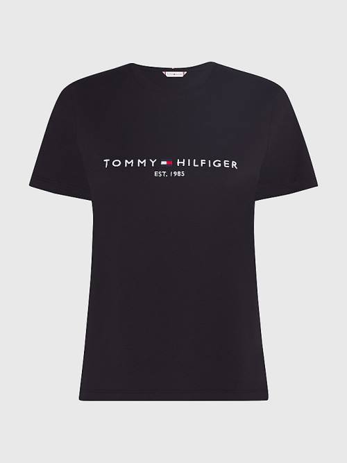 Tommy Hilfiger Curve Organic Pamuklu Logo Tişört Kadın Siyah | TH152JGF