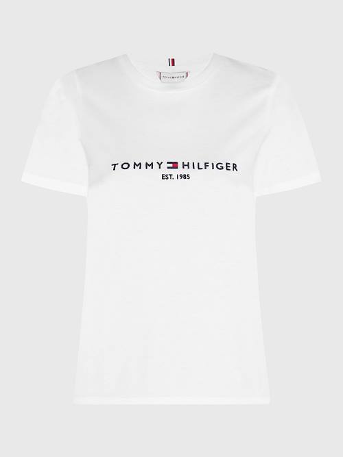 Tommy Hilfiger Curve Organic Pamuklu Logo Tişört Kadın Beyaz | TH510LSV