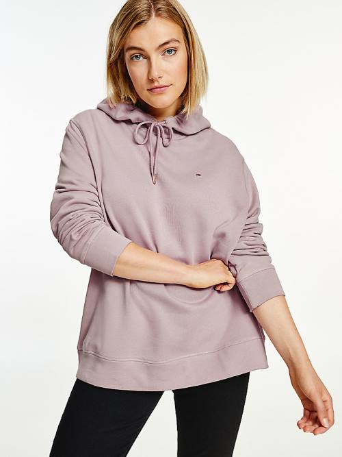 Tommy Hilfiger Curve Organic Pamuklu Regular Fit Kapüşonlu Sweatshirt Kadın Bej Rengi | TH936KIO