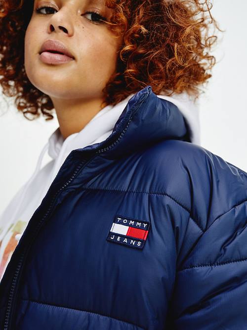 Tommy Hilfiger Curve Recycled Nylon Puffer Ceket Kadın Mavi | TH823FGU