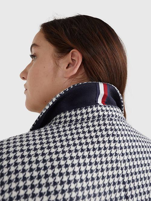 Tommy Hilfiger Curve Recycled Wool Blend Houndstooth Kaban Kadın Mavi | TH586LQU