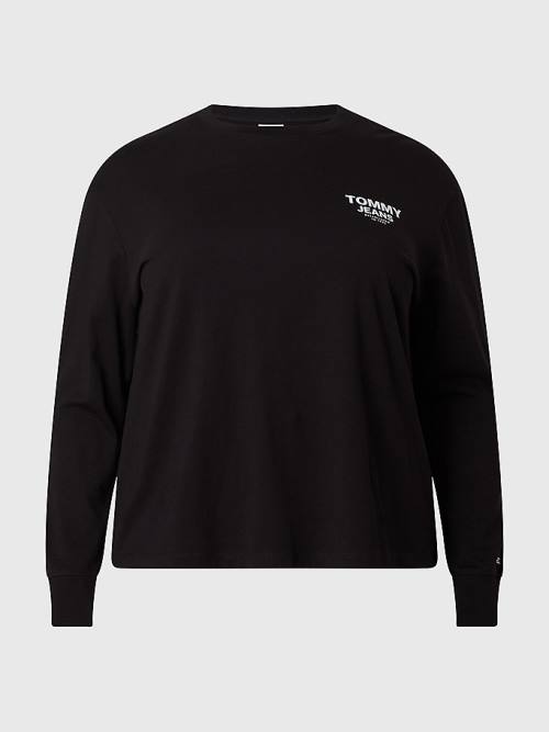 Tommy Hilfiger Curve Relaxed Cropped Long Sleeve Tişört Kadın Siyah | TH170GWQ