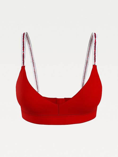 Tommy Hilfiger Curve Repeat Logo Askılı V-Neck Bralette İç Giyim Kadın Kırmızı | TH867DQK