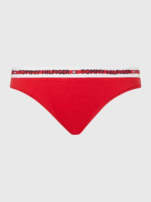 Tommy Hilfiger Curve Repeat Logo Stretch Organic Pamuklu Briefs İç Giyim Kadın Kırmızı | TH810MPS