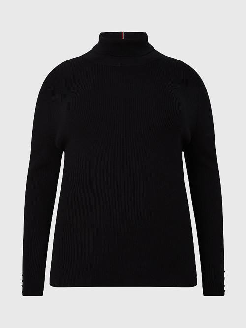 Tommy Hilfiger Curve Roll Neck Jumper Kazak Kadın Siyah | TH560ZNJ