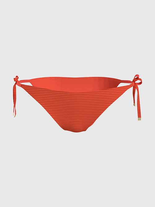 Tommy Hilfiger Curve Side Tie Ribbed Bikini Bottoms Mayo Kadın Kırmızı | TH574VES