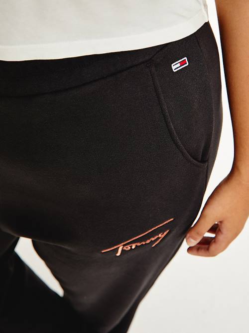 Tommy Hilfiger Curve Signature Logo Pamuklu Blend Joggers Pantolon Kadın Siyah | TH624UWL