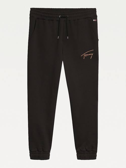 Tommy Hilfiger Curve Signature Logo Pamuklu Blend Joggers Pantolon Kadın Siyah | TH624UWL