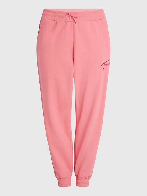 Tommy Hilfiger Curve Signature Relaxed Fleece Joggers Pantolon Kadın Pembe | TH325ZQV