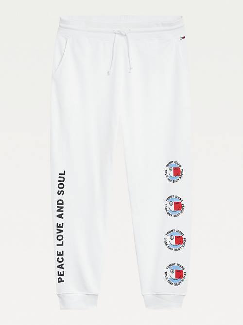 Tommy Hilfiger Curve Smiley Peace Logo Joggers Pantolon Kadın Beyaz | TH186UJK